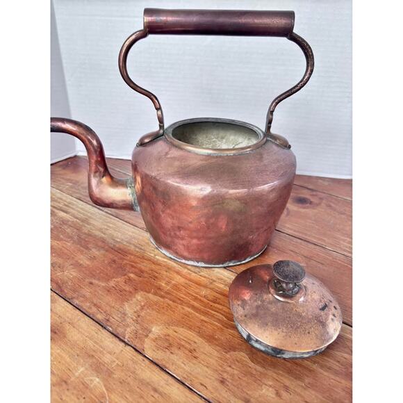 Antique  Copper Gooseneck Tea Kettle Pot - Picture 6 of 10